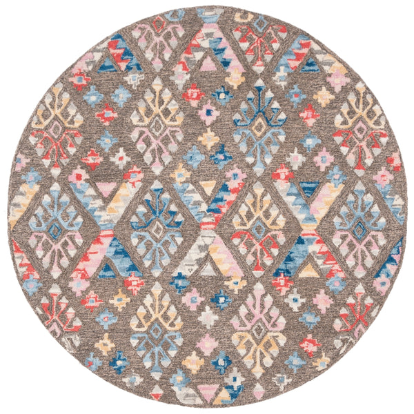 Micro-Loop 351 Contemporary Tufted 100% Wool Pile Rug in Grey, Blue 8ft x 10ft