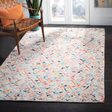 Micro-Loop 352 Contemporary Tufted 100% Wool Pile Rug in Grey, Pink 8ft x 10ft
