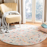 Micro-Loop 352 Contemporary Tufted 100% Wool Pile Rug in Grey, Pink 8ft x 10ft
