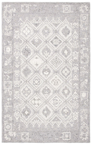 Micro-Loop 517  Hand Tufted Cotton Rug Ivory / Grey