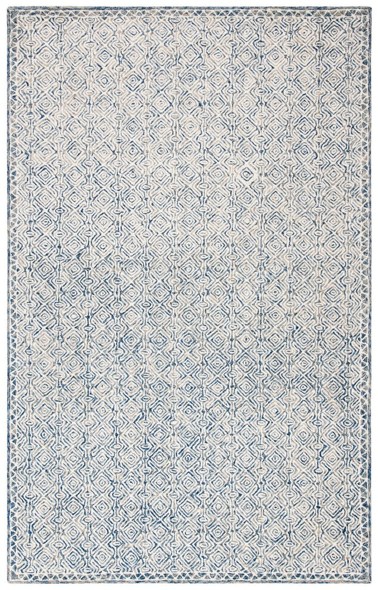 Micro-Loop 526  Hand Tufted 100% Wool Pile Rug Navy / Ivory