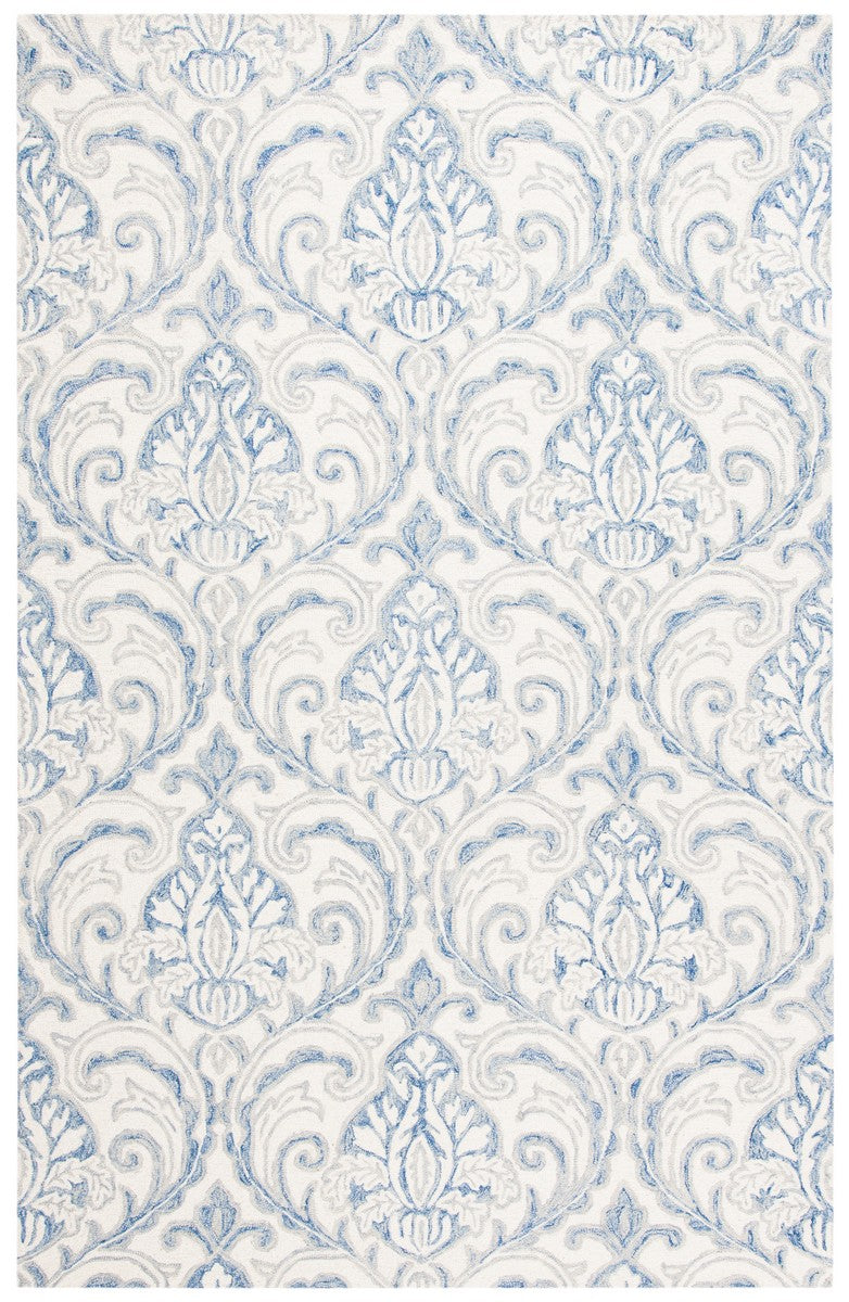 Micro-Loop 532 Contemporary Hand Tufted 100% Wool Pile Rug Ivory / Blue