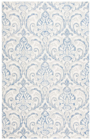 Micro-Loop 532 Contemporary Hand Tufted 100% Wool Pile Rug Ivory / Blue