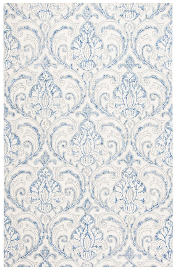 Micro-Loop 532 Contemporary Hand Tufted 100% Wool Pile Rug Ivory / Blue