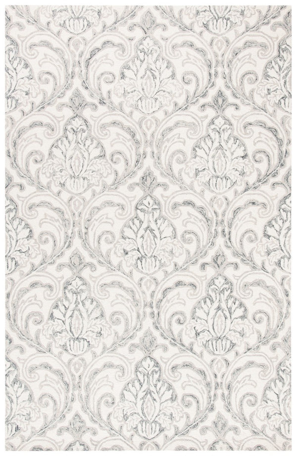 Micro-Loop 532 Contemporary Hand Tufted 100% Wool Pile Rug Ivory / Grey