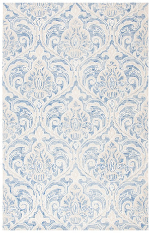 Micro-Loop 532 Contemporary Hand Tufted 100% Wool Pile Rug Blue / Ivory