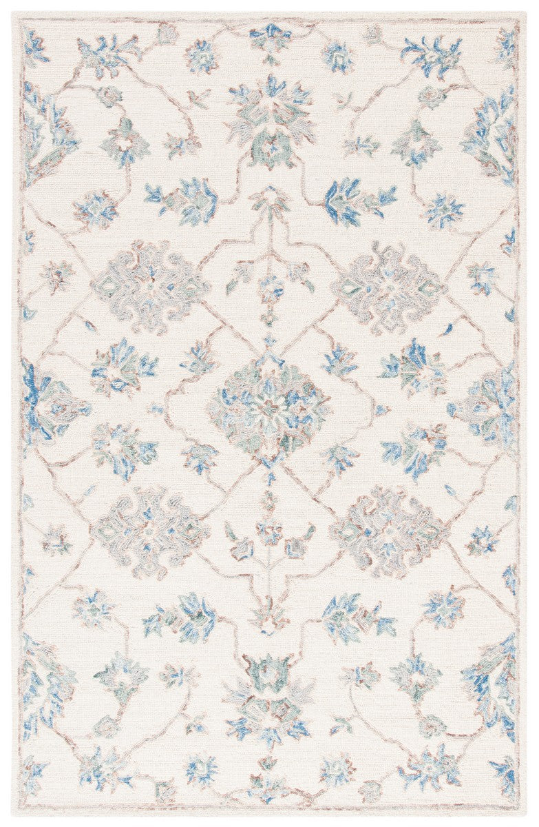 Micro-Loop 534 Contemporary Hand Tufted 100% Wool Pile Rug Ivory / Grey