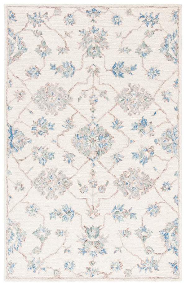 Micro-Loop 534 Contemporary Hand Tufted 100% Wool Pile Rug Ivory / Grey