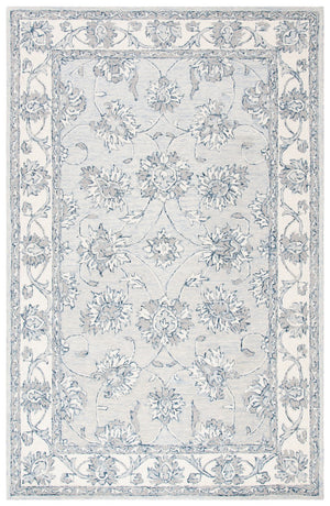 Micro-Loop 536 Contemporary Hand Tufted 100% Wool Pile Rug Light Blue / Ivory