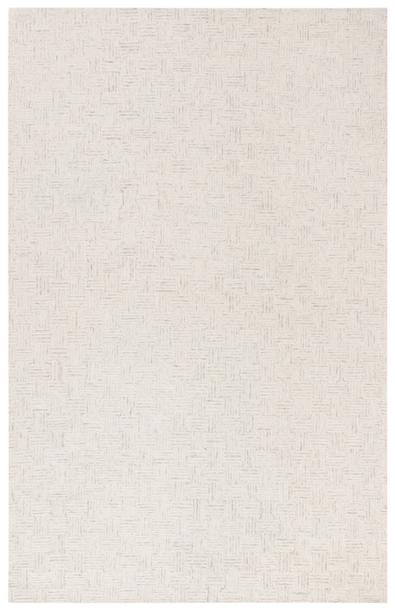 Micro-Loop 537 Contemporary Hand Tufted 100% Wool Pile Rug Light Grey / Ivory