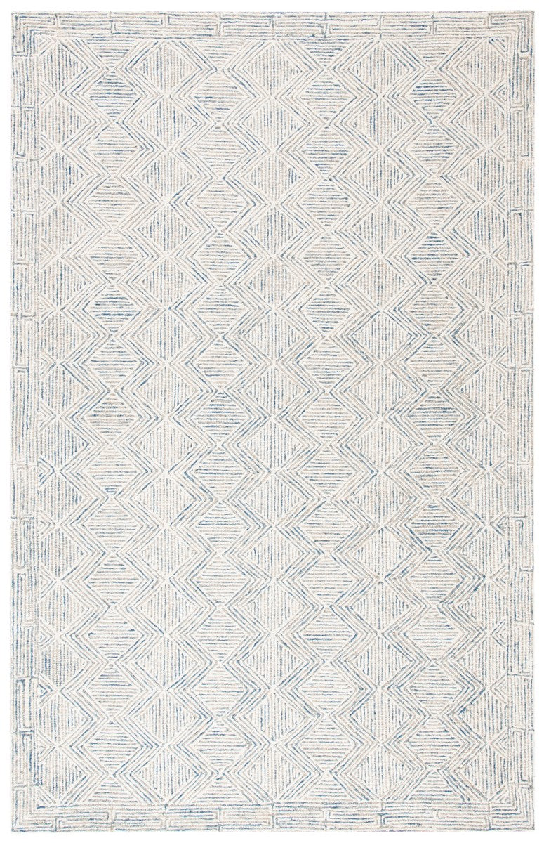Micro-Loop 538 Contemporary Hand Tufted 100% Wool Pile Rug Blue / Ivory