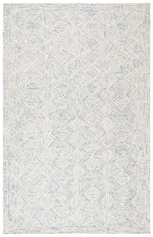 Micro-Loop 538 Contemporary Hand Tufted 100% Wool Pile Rug Blue / Ivory