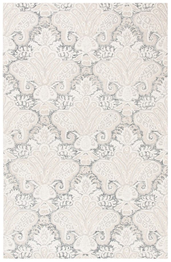 Micro-Loop 539 Contemporary Hand Tufted 100% Wool Pile Rug Charcoal / Ivory