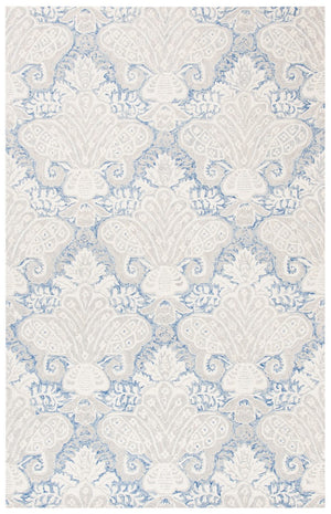 Micro-Loop 539 Contemporary Hand Tufted 100% Wool Pile Rug Blue / Ivory