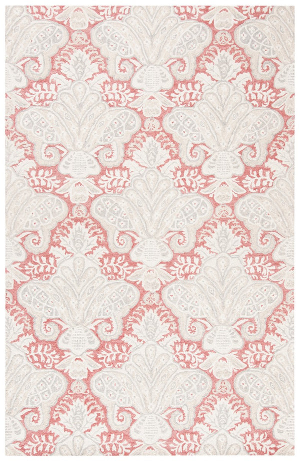 Micro-Loop 539 Contemporary Hand Tufted 100% Wool Pile Rug Pink / Beige