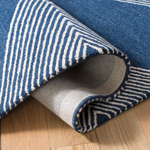 Micro-Loop 618 Contemporary Hand Tufted 100% Wool Pile Rug Navy / Ivory