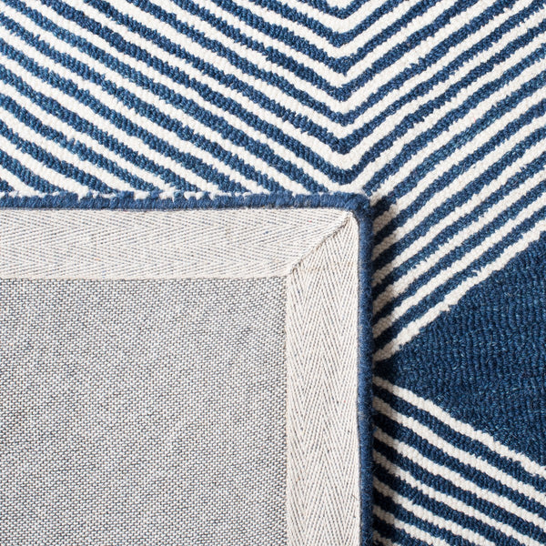 Micro-Loop 618 Contemporary Hand Tufted 100% Wool Pile Rug Navy / Ivory