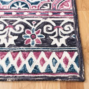 Micro-Loop 632 Contemporary Hand Tufted 100% Wool Pile Rug Ivory / Pink