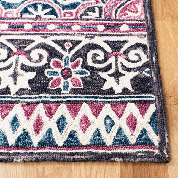 Micro-Loop 632 Contemporary Hand Tufted 100% Wool Pile Rug Ivory / Pink