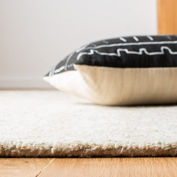 Micro-Loop 950  Hand Tufted 100% Fine Indian Wool Pile Rug Ivory / Light Green