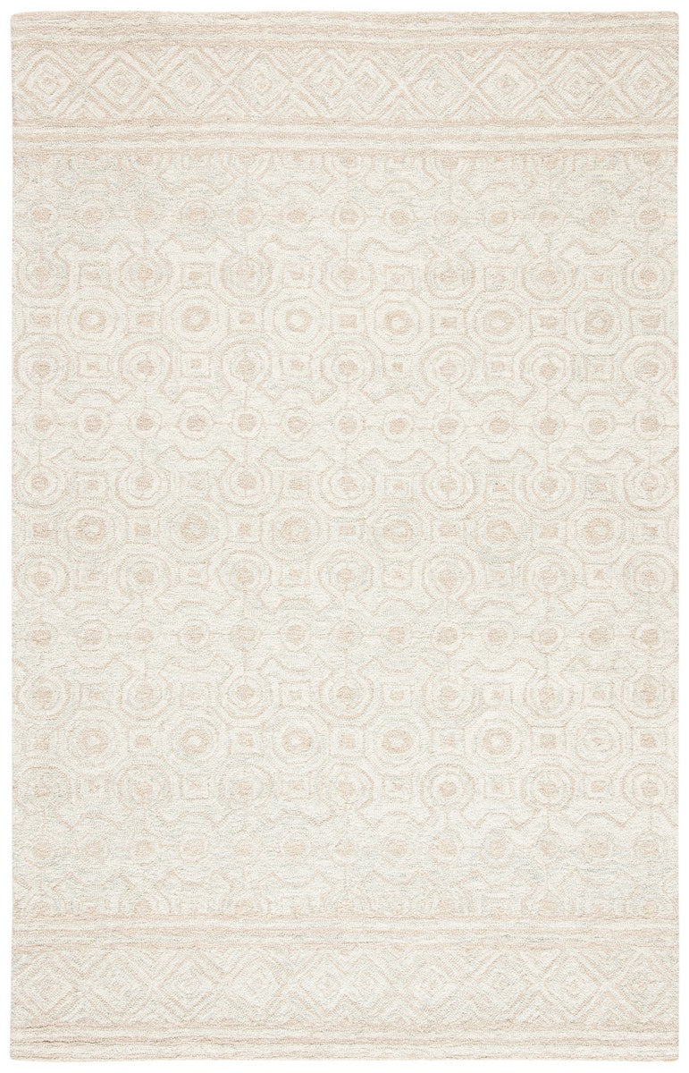 Micro-Loop 950  Hand Tufted 100% Fine Indian Wool Pile Rug Ivory / Light Green