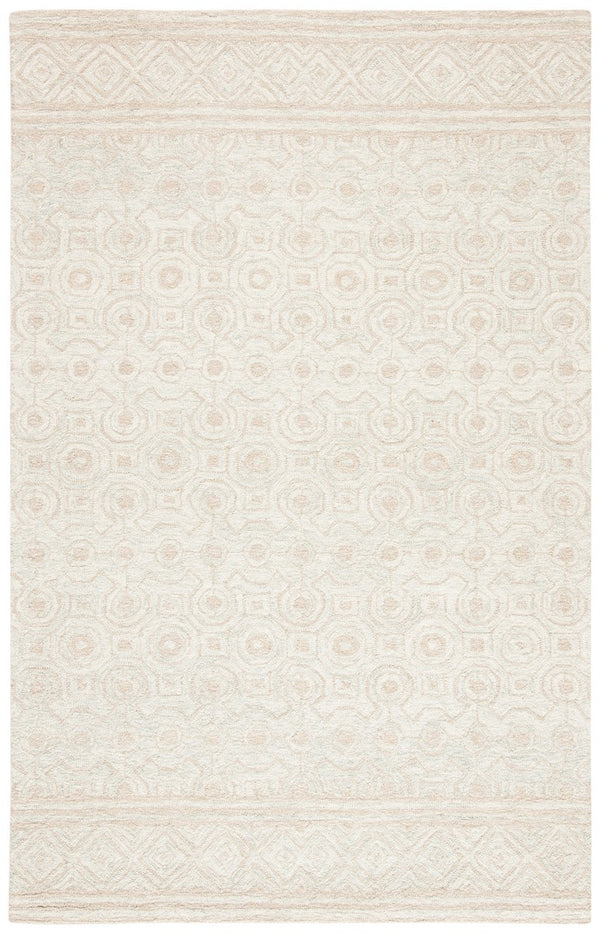 Micro-Loop 950  Hand Tufted 100% Fine Indian Wool Pile Rug Ivory / Light Green