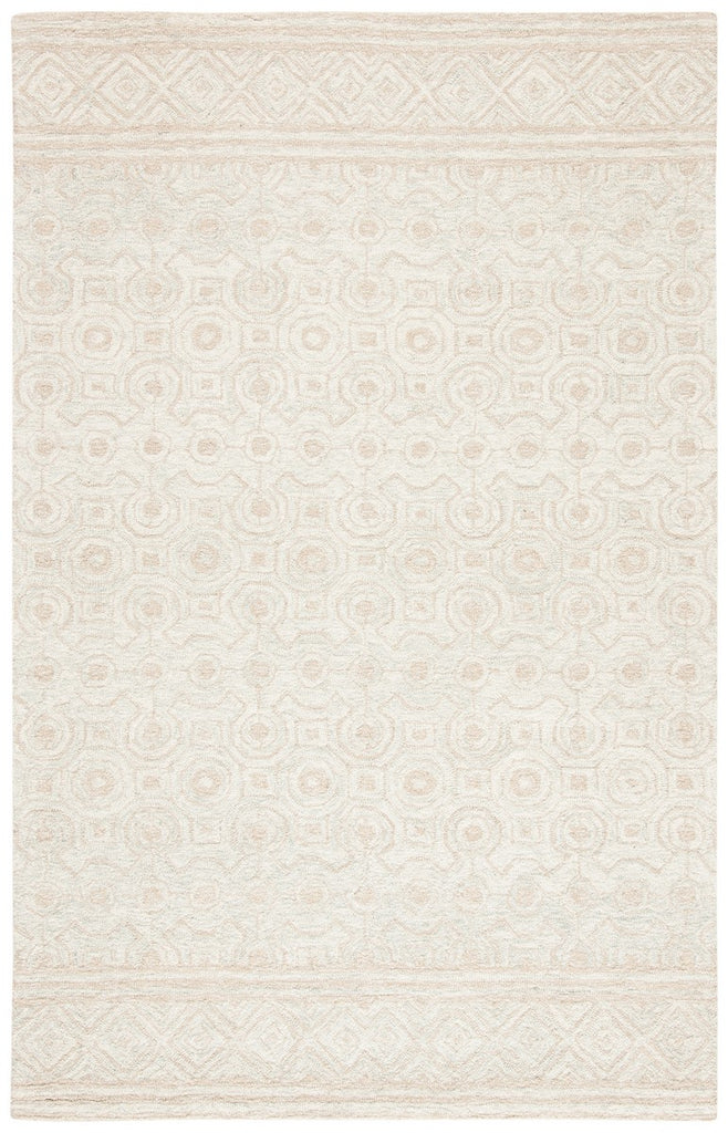 Micro-Loop 950  Hand Tufted 100% Fine Indian Wool Pile Rug Ivory / Light Green