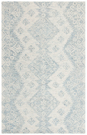 Micro-Loop 951  Hand Tufted 100% Fine Indian Wool Pile Rug Ivory / Blue