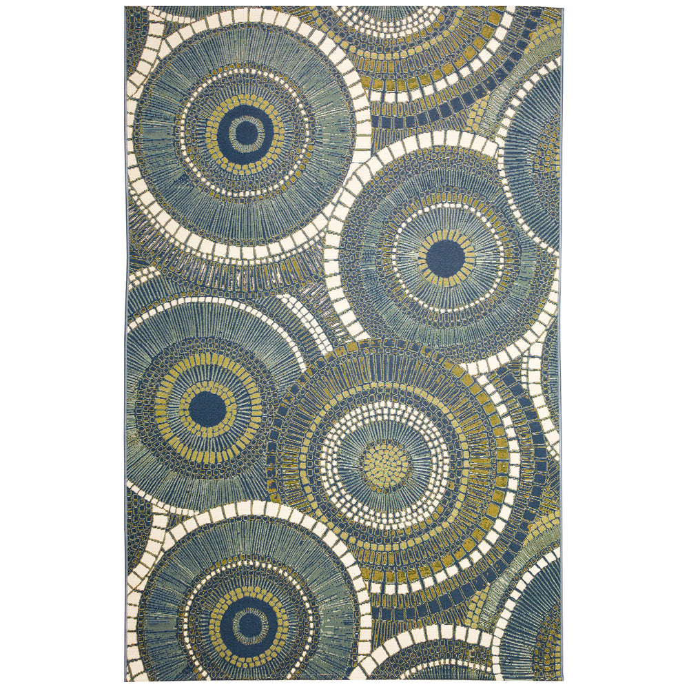 Trans-Ocean Liora Manne Marina Circles Casual Indoor/Outdoor Power Loomed 75% Polypropylene/25% Polyester Rug Azure 8'10" x 11'9"