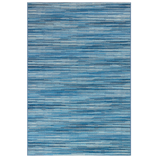 Trans-Ocean Liora Manne Marina Stripes Casual Indoor/Outdoor Power Loomed 75% Polypropylene/25% Polyester Rug China Blue 7'10" x 9'10"