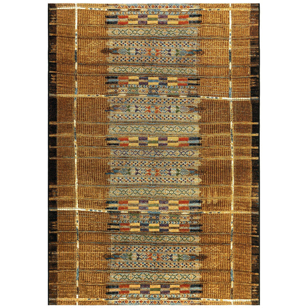 Trans-Ocean Liora Manne Marina Tribal Stripe Casual Indoor/Outdoor Power Loomed 75% Polypropylene/25% Polyester Rug Gold 8'10" x 11'9"