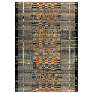 Trans-Ocean Liora Manne Marina Tribal Stripe Casual Indoor/Outdoor Power Loomed 75% Polypropylene/25% Polyester Rug Black 8'10" x 11'9"