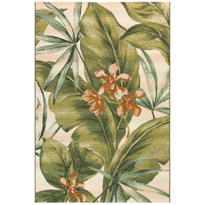 Trans-Ocean Liora Manne Marina Tropical Leaf Casual Indoor/Outdoor Power Loomed 75% Polypropylene/25% Polyester Rug Cream 8'10" x 11'9"