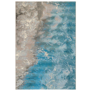 Trans-Ocean Liora Manne Marina Surf Casual Indoor/Outdoor Power Loomed 75% Polypropylene/25% Polyester Rug Ocean 7'10" x 9'10"