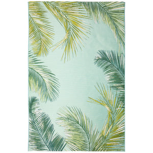 Trans-Ocean Liora Manne Marina Palm Border Casual Indoor/Outdoor Power Loomed 75% Polypropylene/25% Polyester Rug Aqua 8'10" x 11'9"