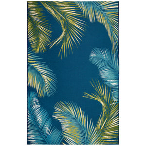 Trans-Ocean Liora Manne Marina Palm Border Casual Indoor/Outdoor Power Loomed 75% Polypropylene/25% Polyester Rug Navy 8'10" x 11'9"