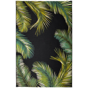 Trans-Ocean Liora Manne Marina Palm Border Casual Indoor/Outdoor Power Loomed 75% Polypropylene/25% Polyester Rug Black 8'10" x 11'9"