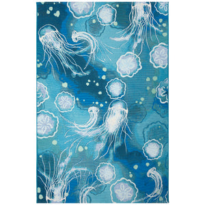 Trans-Ocean Liora Manne Marina Jelly Fish Casual Indoor/Outdoor Power Loomed 75% Polypropylene/25% Polyester Rug Bloom 8'10" x 11'9"