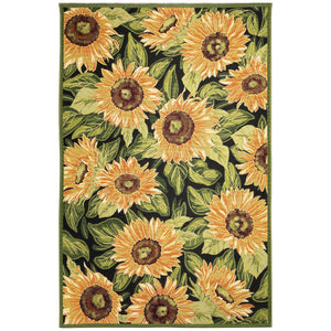 Trans-Ocean Liora Manne Marina Sunflowers Casual Indoor/Outdoor Power Loomed 75% Polypropylene/25% Polyester Rug Black 8'10" x 11'9"