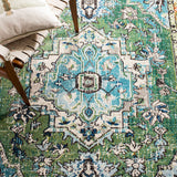 Monaco 207 Traditional Power Loomed 100% Polypropylene Friese Rug Green / Turquoise