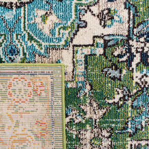 Monaco 207 Traditional Power Loomed 100% Polypropylene Friese Rug Green / Turquoise