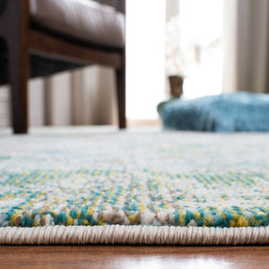 Monaco 219 Contemporary Power Loomed 100% Polypropylene Friese Rug Green / Turquoise