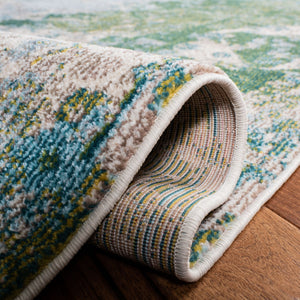 Monaco 219 Contemporary Power Loomed 100% Polypropylene Friese Rug Green / Turquoise