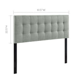 Lily Queen Upholstered Fabric Headboard Gray MOD-5041-GRY
