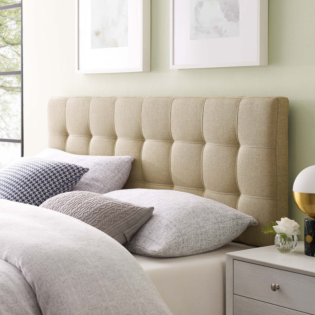 Lily King Upholstered Fabric Headboard – English Elm