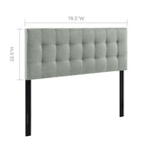 Lily King Upholstered Fabric Headboard Gray MOD-5144-GRY