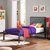 Mia Twin Fabric Bed Brown Gray MOD-5178-BRN-GRY-SET