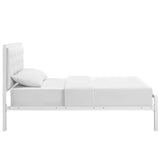 Mia Twin Vinyl Bed White White MOD-5179-WHI-WHI-SET