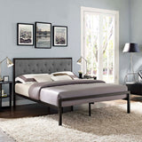 Mia Queen Fabric Bed Brown Gray MOD-5182-BRN-GRY-SET