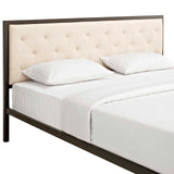 Mia King Fabric Bed Brown Beige MOD-5184-BRN-BEI-SET